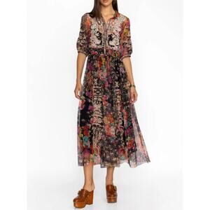 NWT Johnny Was Women's size Small Mazzy Shirtdress Wild Gardenia Night Boho Midi